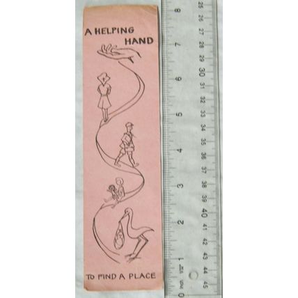 Vintage bookmark - A Helping Hand to Find a Place - foster parenting, Taunton