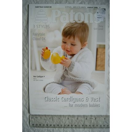 Vintage: Patons 3998 classic cardigans & vest, 3 to 24 months, DK