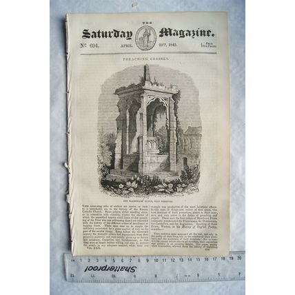 1843 The Saturday Magazine No. 694 preaching crosses, sperm whale, wild flowers