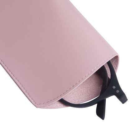 Regular Size Soft Faux Leather Reading Glasses Spectacle Case (Metallic Pink)