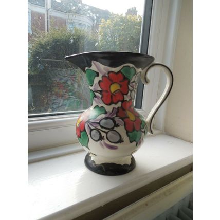 Art Deco Large Colourful Floral Jug