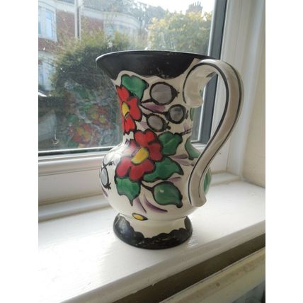 Art Deco Large Colourful Floral Jug