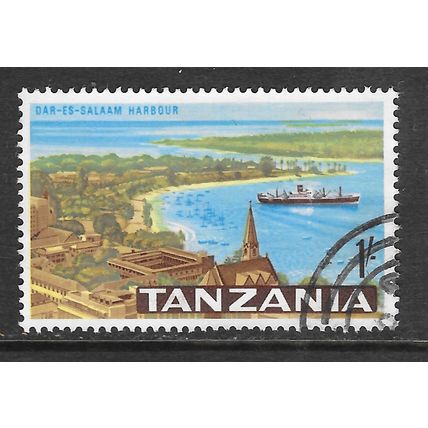 TANZANIA 1965 DAR ES SALAAM VIEW HARBOUR BOATS BEACH SCENIC USED 1/-