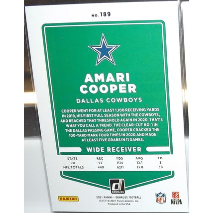 2021 Panini Donruss AMARI COOPER (Dallas Cowboys) Press Proof Blue #189