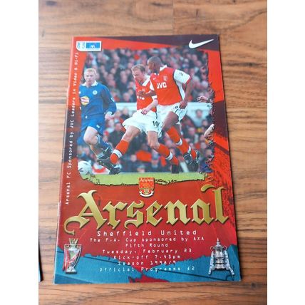 1998/99 Arsenal vs Sheff Utd FA Cup 5th Round * BOTH MATCHES **FREE P&P **