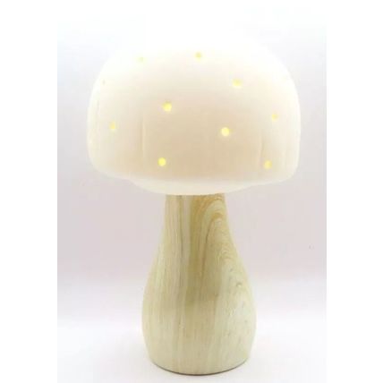 White Ceramic Mushroom Ornament LED 13.5 CM Light Home Gift Decor Christmas