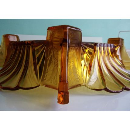Art Deco Brockwitz Amber Glass Fruit Bowl c.1936.
