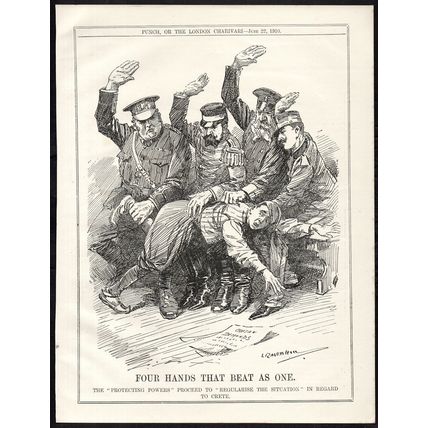 FOUR HANDS THAT BEAT AS ONE 1910 Leonard Raven-Hill PUNCH CARTOON PAGE