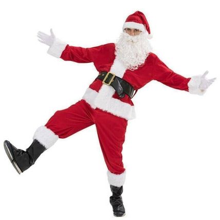SANTA CLAUS COSTUME Father Christmas Suit Complete Fancy Dress Outfit Adult Hat