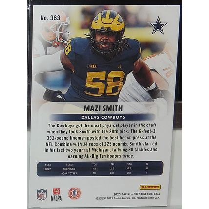 2023 Panini Prestige MAZI SMITH (Michigan/Cowboys)Rookie Card #63