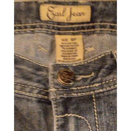 Earl Jean 4P Embellished Medium Blue Denim Capri Cropped Cuffed Women's