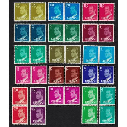 Spain King Juan Carlos I 7v Normal Paper Pairs 1976 MNH