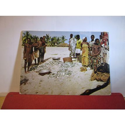 FISHING TRIP, WEST AFRICA used postcard 1960 pm Nigeria stamp =