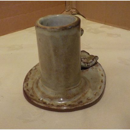 Vintage Green Pottery Glazed Posy Holder with Flower Relief