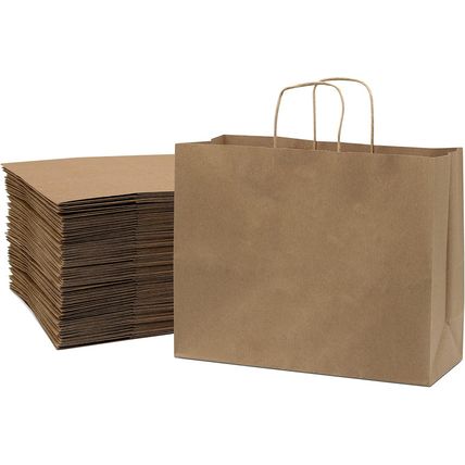 Prime Line Packaging Large Brown Paper Bags with Handles for Small Business, Ret