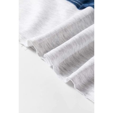 Sail Blue Colorblock Striped Patchwork Raw Seamed Sweatshirt