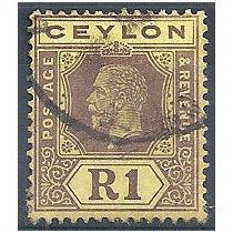 Ceylon 1923 SG354 1r Purple/Pale Yellow Fine Used .