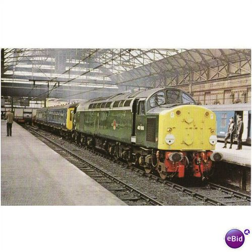 Railway Postcard BR Class 40 40106 & DMU MANCHESTER PICCADILLY 1981 Diesel Loco