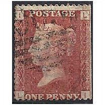 1858 SG43 1d Red Plate 182 Good/Fine Used Check Letters "LI".
