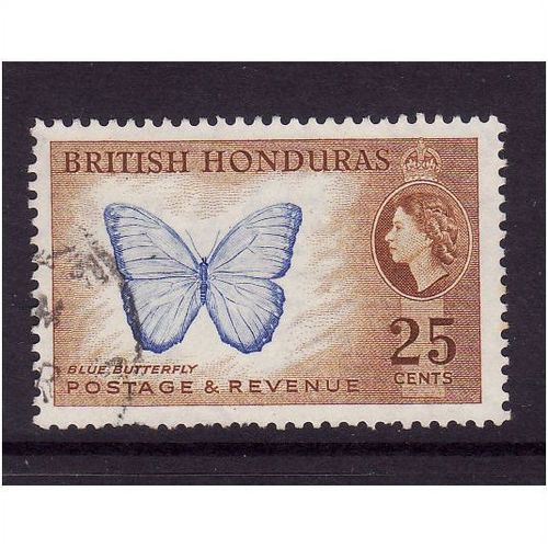 BRITISH HONDURAS 1953 SG186 25c BUTTERFLY FINE USED#3