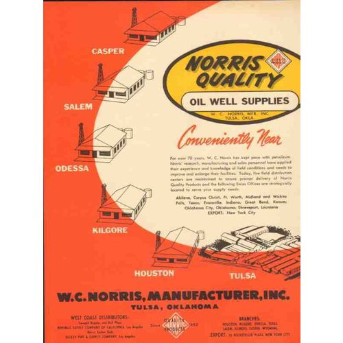 w c norris manufacturer 1953 conveniently near oil gas vintage ad