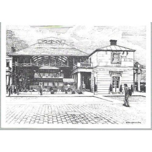 London - Old Flower Market, Covent Garden - art postcard c.1980s