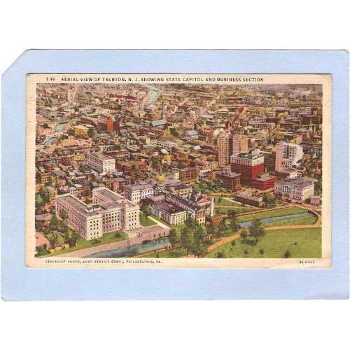 New Jersey Trenton Aerial View Of Trenton Showing State Capitol & Business~1287