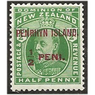 Penrhyn Island 1914 SG19 1/2d Yellow-Green Mounted Mint . .. .