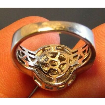 CHAMPAGNE & WHITE DIAMONDS 14k WHITE GOLD RING Size 5 IJDN Interjewel USA
