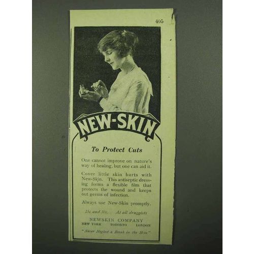 1922 New-Skin Antiseptic Ad - To Protect Cuts