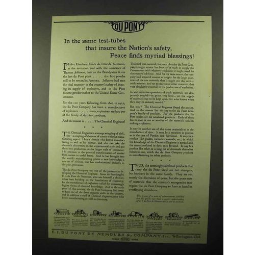 1922 Du Pont Products Ad - Peace Finds Myriad Blessings