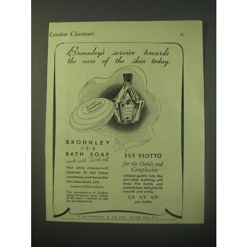 1940 Bronnley Bath Soap and Ess Viotto Ad - Care of Skin