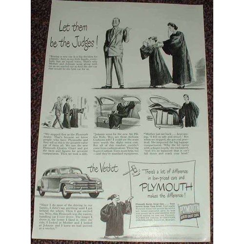 1948 Plymouth Car Ad, Let Them be the Judges!
