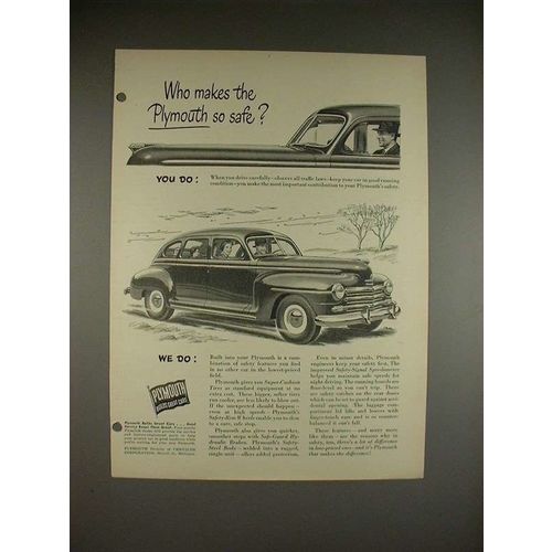 1948 Plymouth Car Ad - Who Makes Plymouth So Safe?!