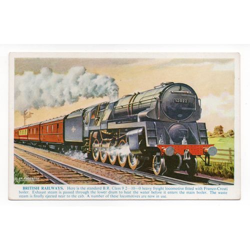 ARTIST DRAWN POSTCARD BRITISH RAILWAYS HEAVY FREIGHT LOCOMOTIVE 92022 (1795)