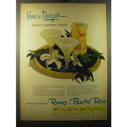 1950 Rums of Puerto Rico Ad - Have a Daiquiri - America's smoothest cocktail