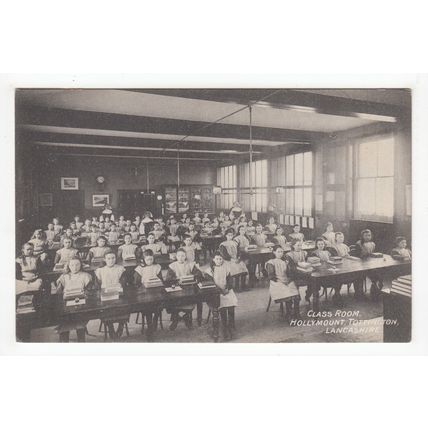 Girls in Classroom Hollymount School Tottington Postcard Lancashire