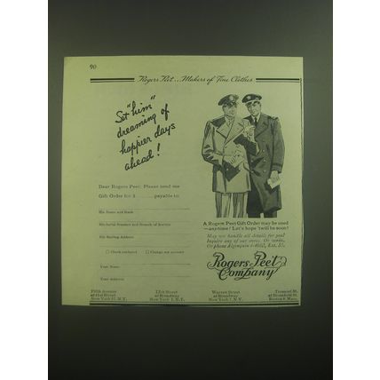 1944 Rogers Peet Company Ad - Set him dreaming of happier days ahead