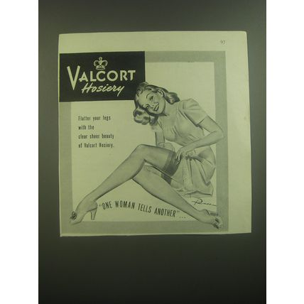 1944 Valcort Hosiery Ad - Flatter your legs with the clear sheer beauty