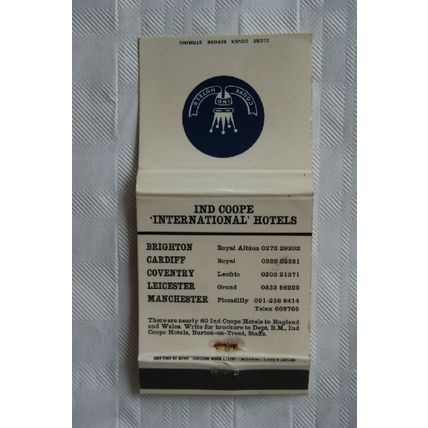 Matchbook Cover Ind Coope Hotels