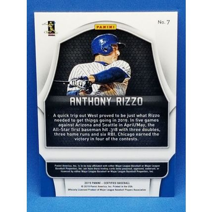 2019 Certified #7 Anthony Rizzo