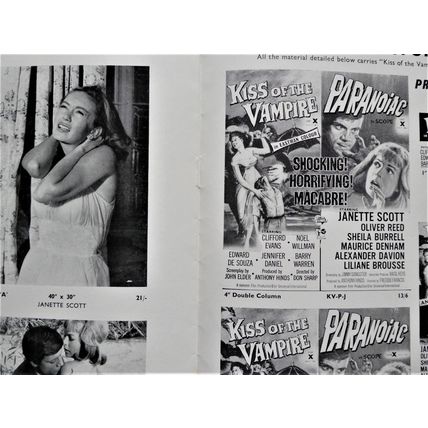 PARANOIAC (1963) vintage UK Pressbook ***Janette Scott, Oliver Reed***