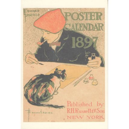 Victorian French Calendar 1897 Poster Postcard