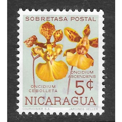 NICARAGUA FLOWER STAMP USED ORCHIDS