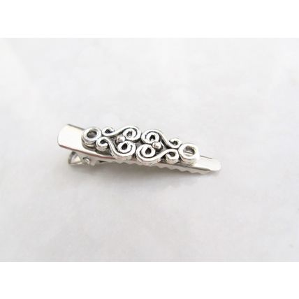 Extra tiny small silver metal slim celtic alligator hair clip for fine thin hair