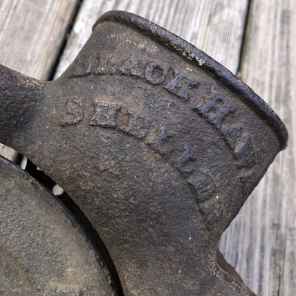 Vintage Original Cast Iron Black Hawk Corn Cob Sheller + Barn Wood early 1900's