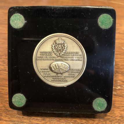 Vintage RMS Queen Mary Commemorative Medal "Stateliest Ship 1936" Encapsulated