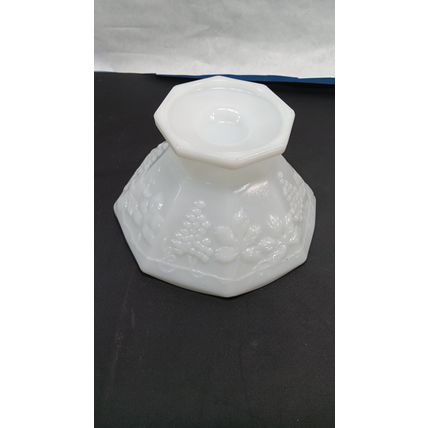 Vintage Anchor Hocking Milk Glass Footed Bowl Harvest Grapes