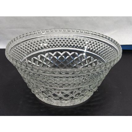 Anchor Hocking Mid-Century Wexford Diamond Cut Crystal Footed Dish Bowl