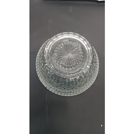 Anchor Hocking Mid-Century Wexford Diamond Cut Crystal Footed Dish Bowl